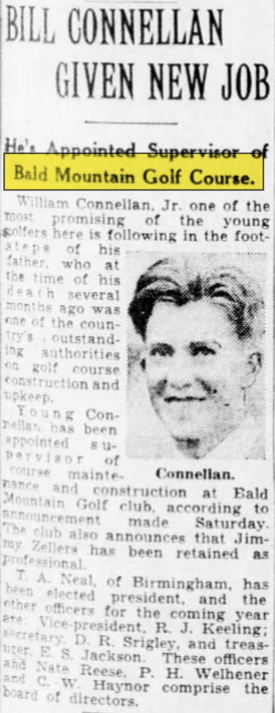 Bald Mountain Golf Course - Feb 8 1931 Article William Connellan